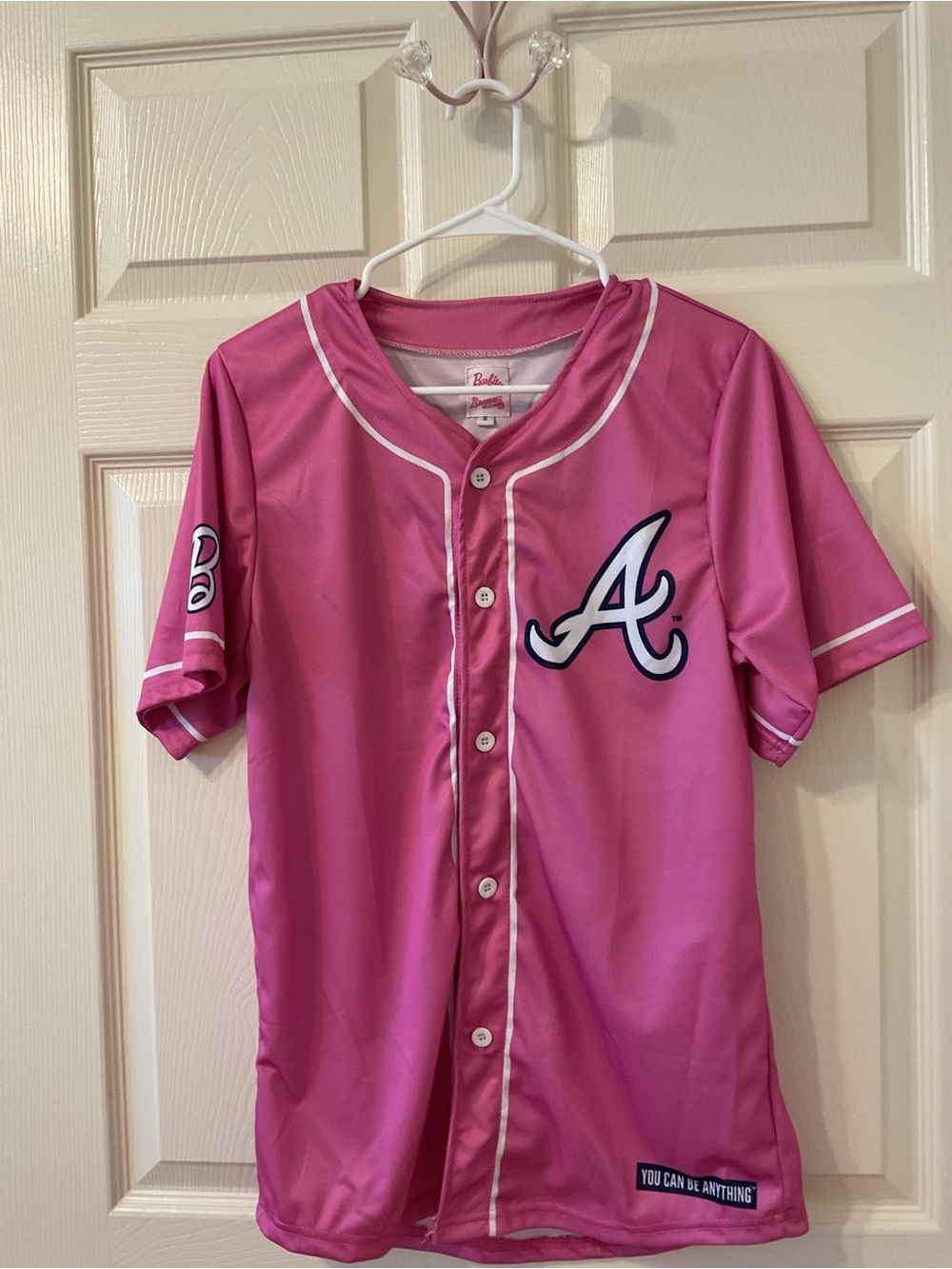 Barbie' Pink Atlanta Braves Button-Up Jersey